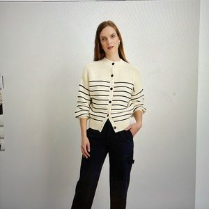 Alex Mill back-button crewneck sweater in Stripe